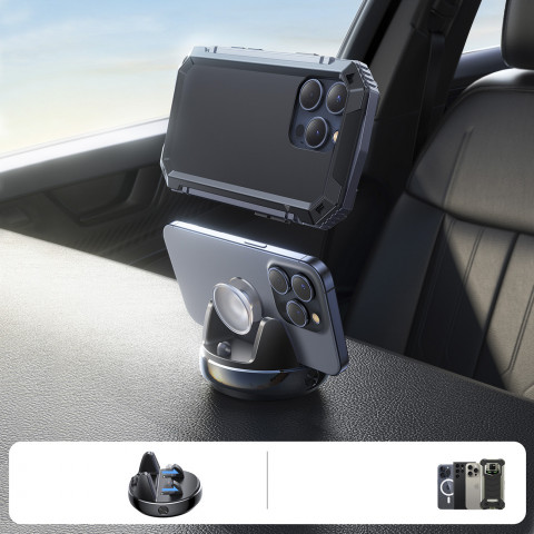 
Automobilinis telefono laikiklis su prietaisų skydelio laikikliu – juodas
