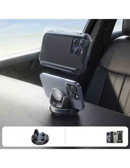
Automobilinis telefono laikiklis su prietaisų skydelio laikikliu – juodas
