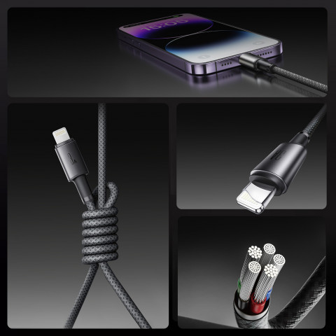 
USB-A – „iPhone Lightning“ laidas su magnetiniu laikikliu ir organizatoriumi, 1,2 m – pilkas
