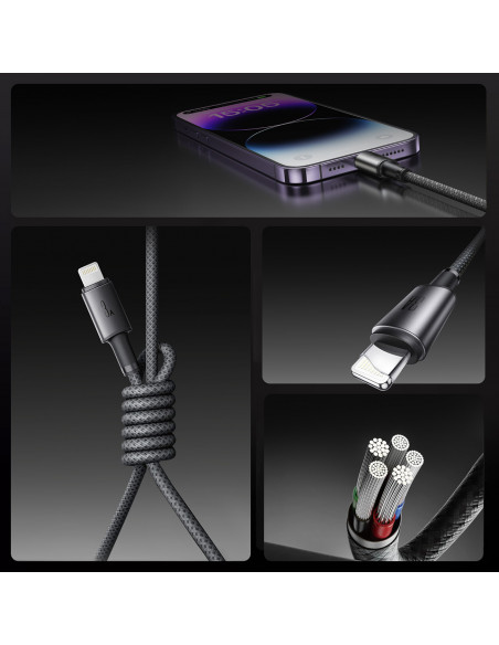
USB-A – „iPhone Lightning“ laidas su magnetiniu laikikliu ir organizatoriumi, 1,2 m – pilkas
