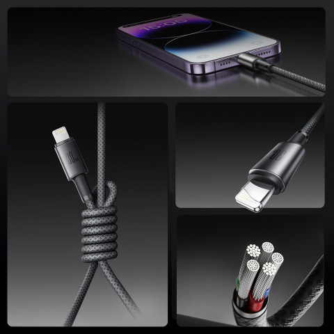 
USB-C – „iPhone Lightning“ laidas su magnetiniu laikikliu ir organizatoriumi, 1,2 m – pilkas
