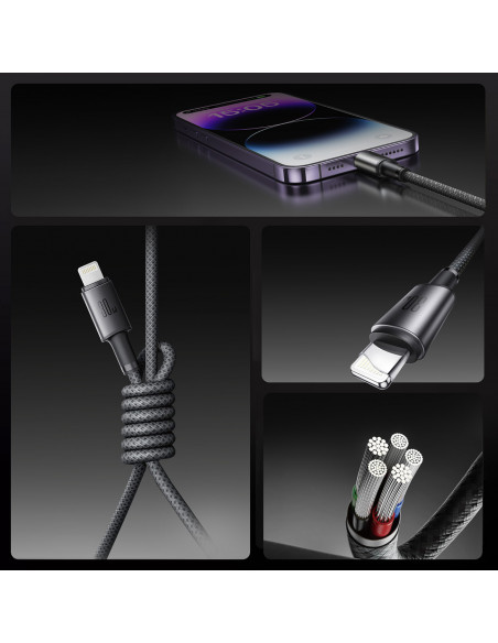 
USB-C – „iPhone Lightning“ laidas su magnetiniu laikikliu ir organizatoriumi, 1,2 m – pilkas
