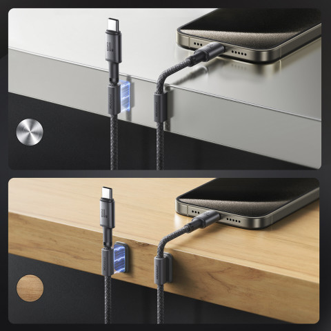 
USB-C – USB-C laidas su organizatoriumi ir magnetiniu laikikliu 1,2 m – pilkas
