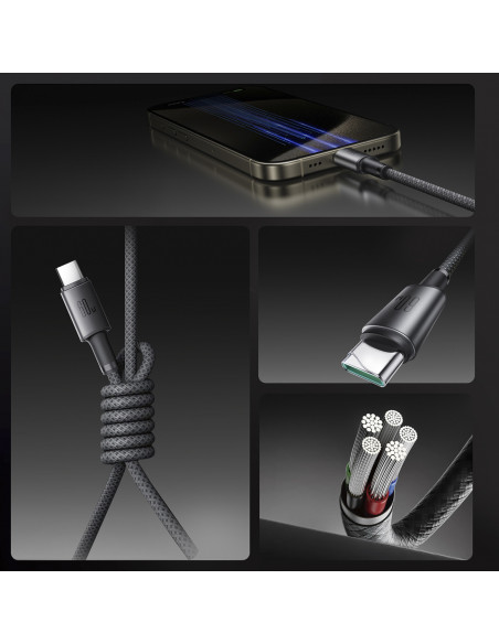 
USB-C – USB-C laidas su organizatoriumi ir magnetiniu laikikliu 1,2 m – pilkas
