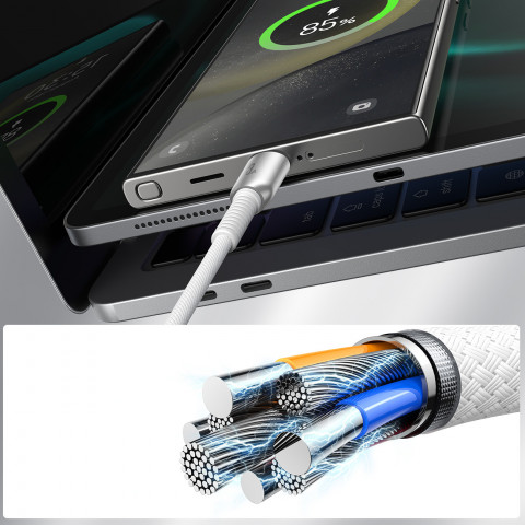 
„Cutting-Edge“ serijos 3A USB-A - USB-C 1,2 m laidas - pilkas
