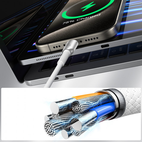 
„Cutting-Edge“ serijos 30 W USB-C–iPhone „Lightning“ laidas, 1,2 m – pilkas
