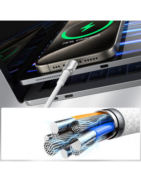 
„Cutting-Edge“ serijos 30 W USB-C–iPhone „Lightning“ laidas, 1,2 m – pilkas
