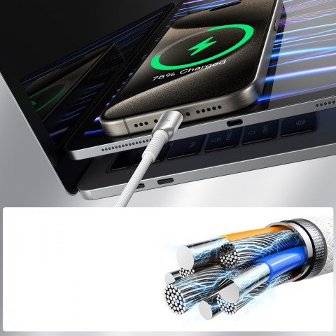 
„Cutting-Edge“ serijos 60 W USB-C – USB-C 1,2 m laidas – pilkas
