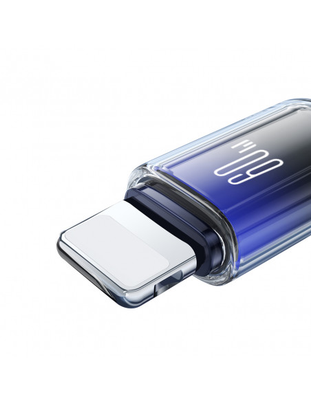 
„Crystal-Clear“ serijos 60 W USB-C – USB-C 1,2 m laidas – juodas
