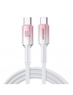 
„Crystal-Clear“ serijos 60 W USB-C – USB-C 1,2 m laidas – baltas
