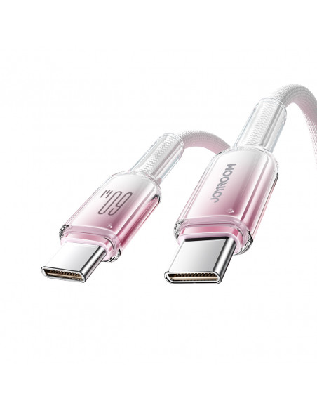 
„Crystal-Clear“ serijos 60 W USB-C – USB-C 1,2 m laidas – baltas
