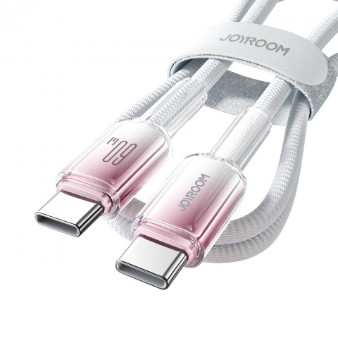 
„Crystal-Clear“ serijos 60 W USB-C – USB-C 1,2 m laidas – baltas
