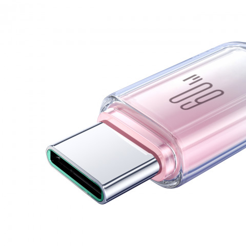 
„Crystal-Clear“ serijos 60 W USB-C – USB-C 1,2 m laidas – baltas
