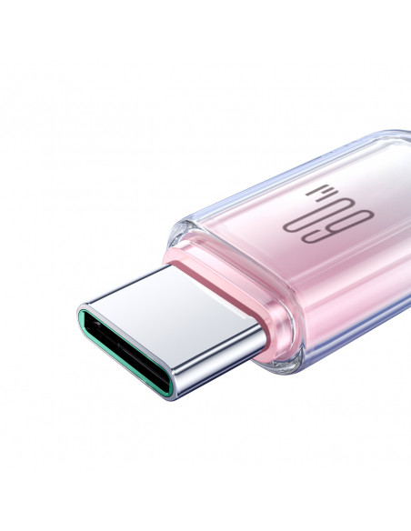 
„Crystal-Clear“ serijos 60 W USB-C – USB-C 1,2 m laidas – baltas
