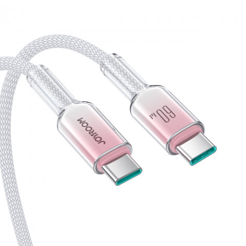 
„Crystal-Clear“ serijos 60 W USB-C – USB-C 1,2 m laidas – baltas
