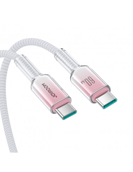 
„Crystal-Clear“ serijos 60 W USB-C – USB-C 1,2 m laidas – baltas

