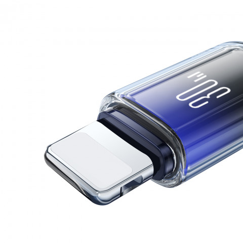 
„Crystal-Clear“ serijos 30 W USB-C–iPhone „Lightning“ laidas, 1,2 m – juodas
