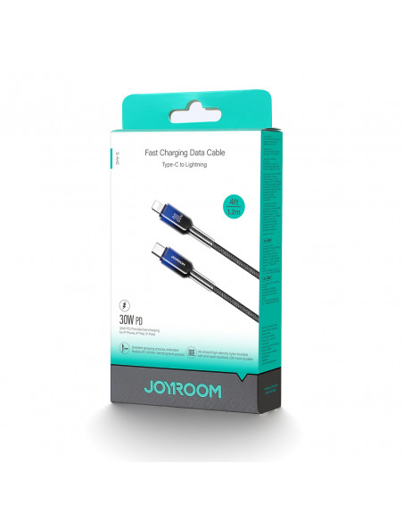 
„Crystal-Clear“ serijos 30 W USB-C–iPhone „Lightning“ laidas, 1,2 m – juodas
