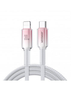 
„Crystal-Clear“ serijos 30 W USB-C–iPhone „Lightning“ laidas, 1,2 m – baltas

