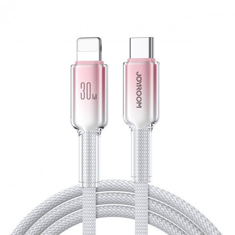 
„Crystal-Clear“ serijos 30 W USB-C–iPhone „Lightning“ laidas, 1,2 m – baltas
