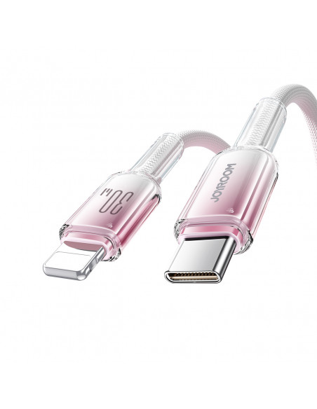 
„Crystal-Clear“ serijos 30 W USB-C–iPhone „Lightning“ laidas, 1,2 m – baltas
