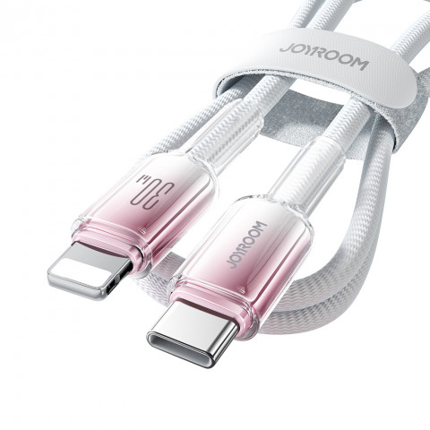 
„Crystal-Clear“ serijos 30 W USB-C–iPhone „Lightning“ laidas, 1,2 m – baltas
