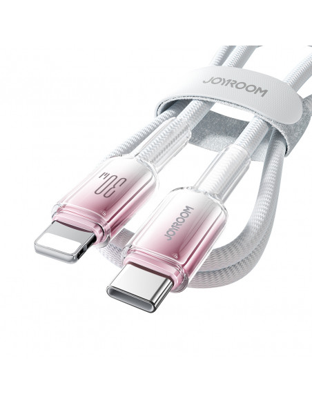 
„Crystal-Clear“ serijos 30 W USB-C–iPhone „Lightning“ laidas, 1,2 m – baltas
