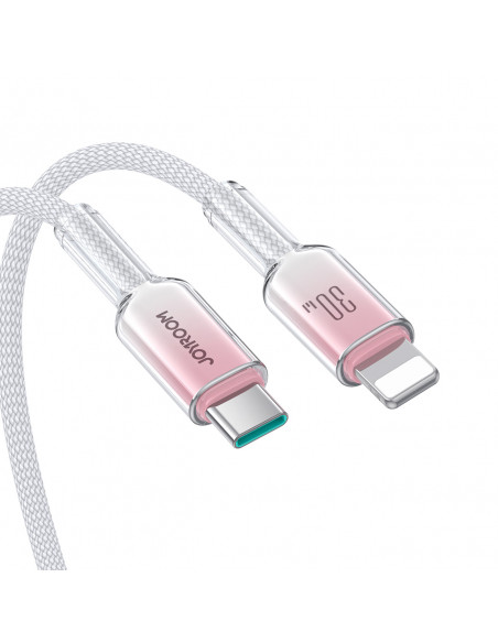 
„Crystal-Clear“ serijos 30 W USB-C–iPhone „Lightning“ laidas, 1,2 m – baltas
