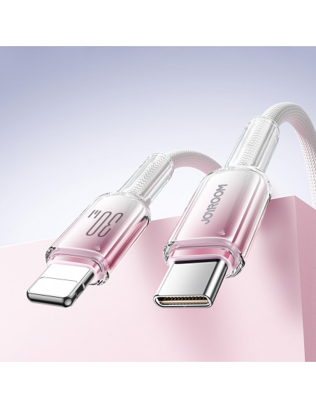 
„Crystal-Clear“ serijos 30 W USB-C–iPhone „Lightning“ laidas, 1,2 m – baltas
