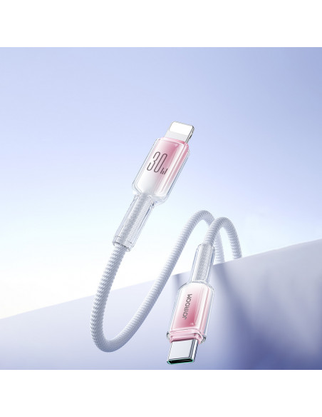 
„Crystal-Clear“ serijos 30 W USB-C–iPhone „Lightning“ laidas, 1,2 m – baltas
