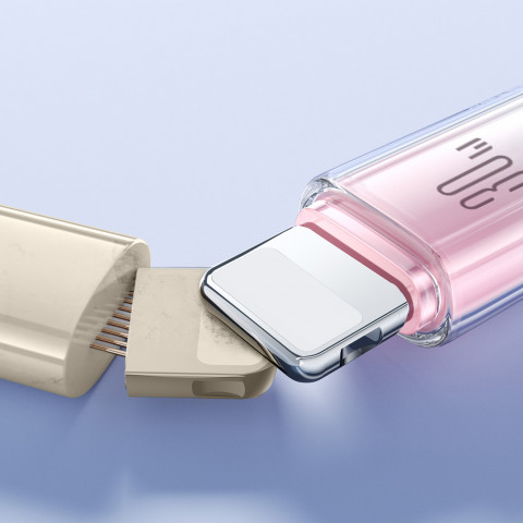 
„Crystal-Clear“ serijos 30 W USB-C–iPhone „Lightning“ laidas, 1,2 m – baltas
