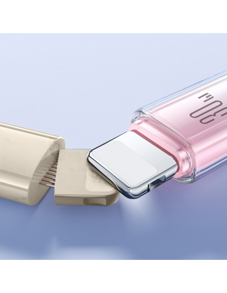 
„Crystal-Clear“ serijos 30 W USB-C–iPhone „Lightning“ laidas, 1,2 m – baltas
