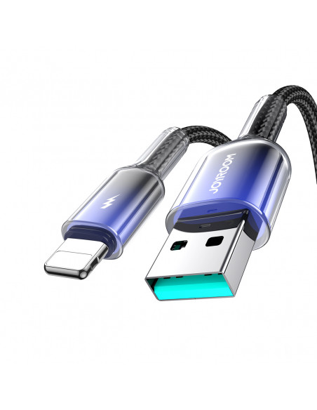 
„Crystal-Clear“ 3A serijos USB-A į „iPhone“ „Lightning“ laidas, 1,2 m – juodas
