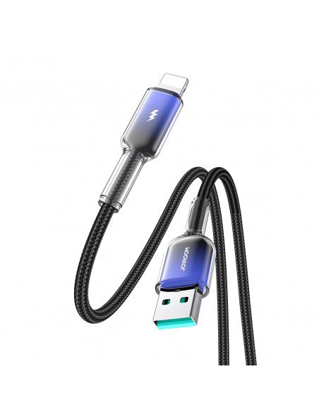 
„Crystal-Clear“ 3A serijos USB-A į „iPhone“ „Lightning“ laidas, 1,2 m – juodas
