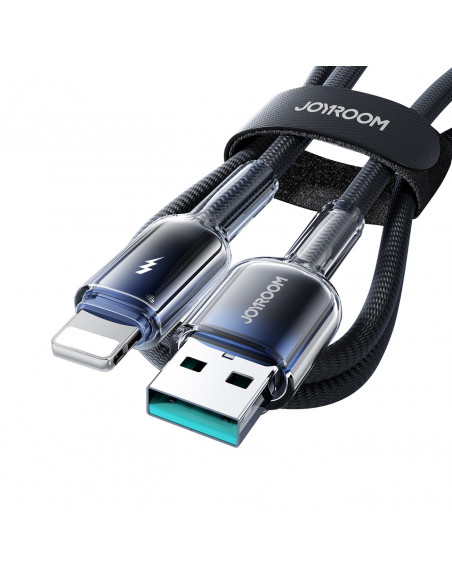 
„Crystal-Clear“ 3A serijos USB-A į „iPhone“ „Lightning“ laidas, 1,2 m – juodas
