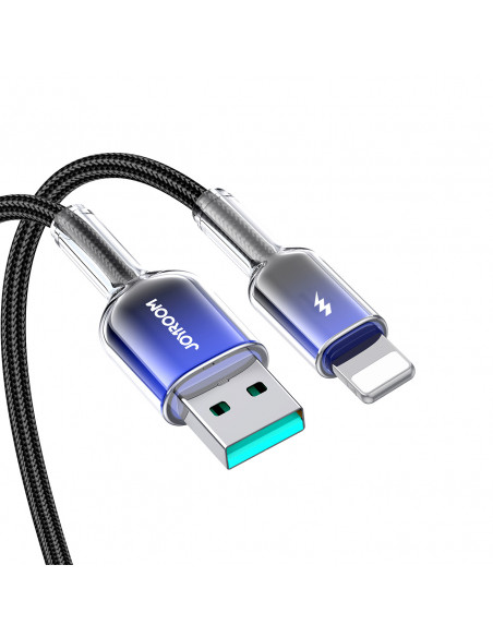 
„Crystal-Clear“ 3A serijos USB-A į „iPhone“ „Lightning“ laidas, 1,2 m – juodas
