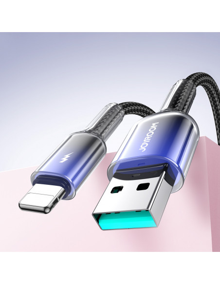 
„Crystal-Clear“ 3A serijos USB-A į „iPhone“ „Lightning“ laidas, 1,2 m – juodas
