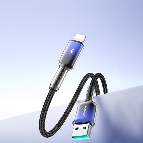 
„Crystal-Clear“ 3A serijos USB-A į „iPhone“ „Lightning“ laidas, 1,2 m – juodas
