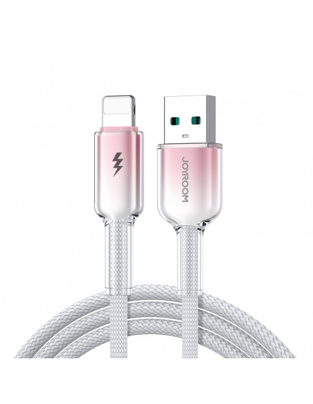 
„Crystal-Clear“ serijos 3A USB-A – „iPhone“ „Lightning“ laidas, 1,2 m – baltas

