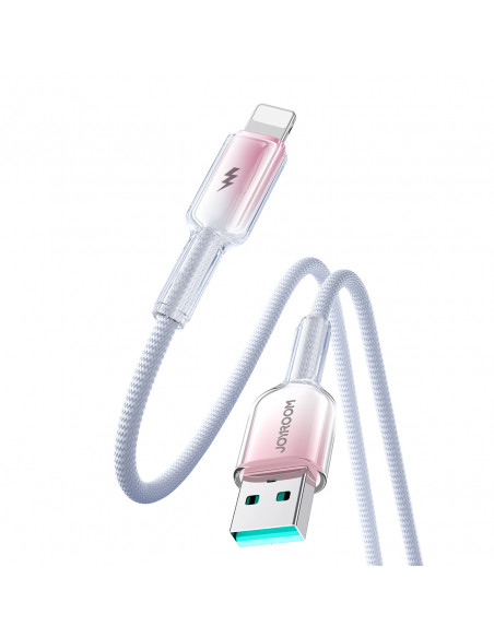 
„Crystal-Clear“ serijos 3A USB-A – „iPhone“ „Lightning“ laidas, 1,2 m – baltas
