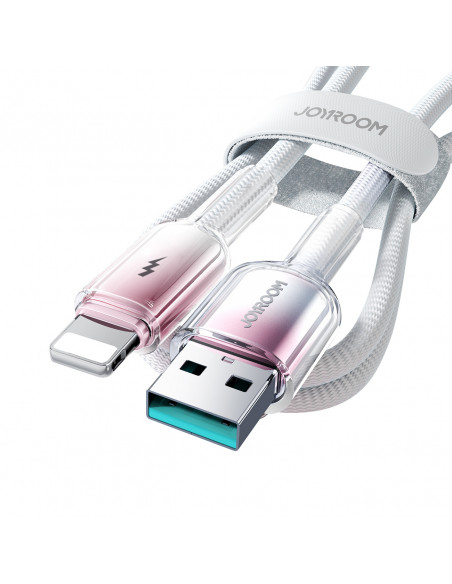 
„Crystal-Clear“ serijos 3A USB-A – „iPhone“ „Lightning“ laidas, 1,2 m – baltas
