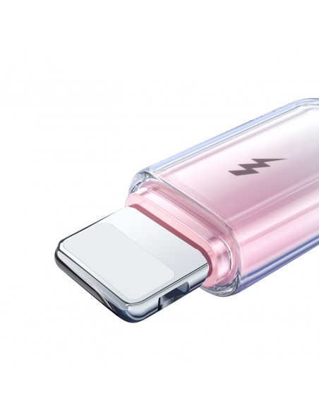 
„Crystal-Clear“ serijos 3A USB-A – „iPhone“ „Lightning“ laidas, 1,2 m – baltas
