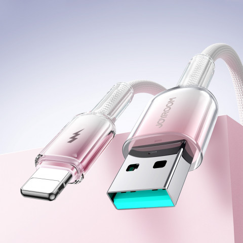 
„Crystal-Clear“ serijos 3A USB-A – „iPhone“ „Lightning“ laidas, 1,2 m – baltas
