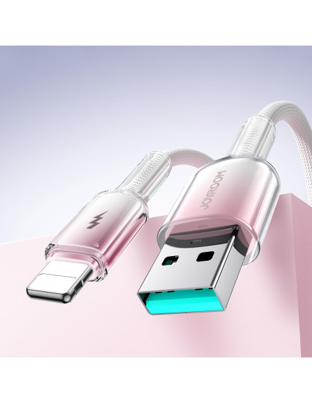 
„Crystal-Clear“ serijos 3A USB-A – „iPhone“ „Lightning“ laidas, 1,2 m – baltas
