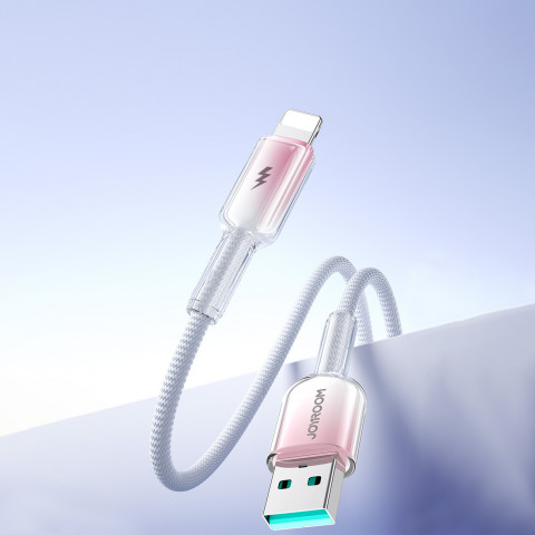 
„Crystal-Clear“ serijos 3A USB-A – „iPhone“ „Lightning“ laidas, 1,2 m – baltas
