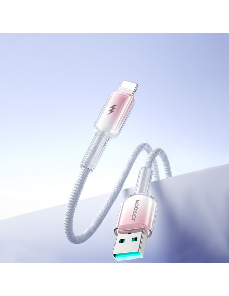 
„Crystal-Clear“ serijos 3A USB-A – „iPhone“ „Lightning“ laidas, 1,2 m – baltas
