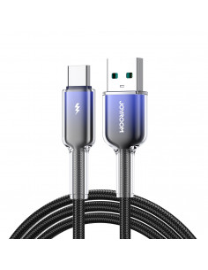 
„Crystal-Clear“ serijos 3A USB-A - USB-C laidas, 1,2 m, juodas
