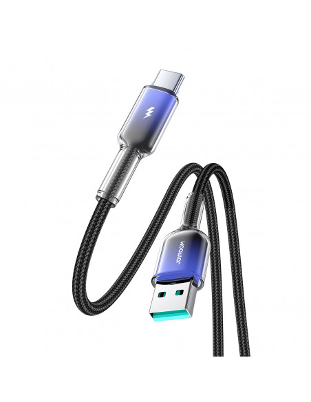 
„Crystal-Clear“ serijos 3A USB-A - USB-C laidas, 1,2 m, juodas
