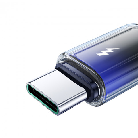 
„Crystal-Clear“ serijos 3A USB-A - USB-C laidas, 1,2 m, juodas
