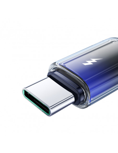 
„Crystal-Clear“ serijos 3A USB-A - USB-C laidas, 1,2 m, juodas
